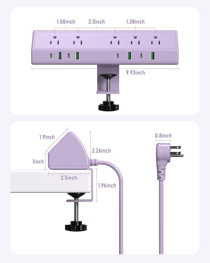 Jgstkcity Desk Clamp Power Strip, 45W Fast Charging Station, 4 USB-C, 4 USB-A - Image 7