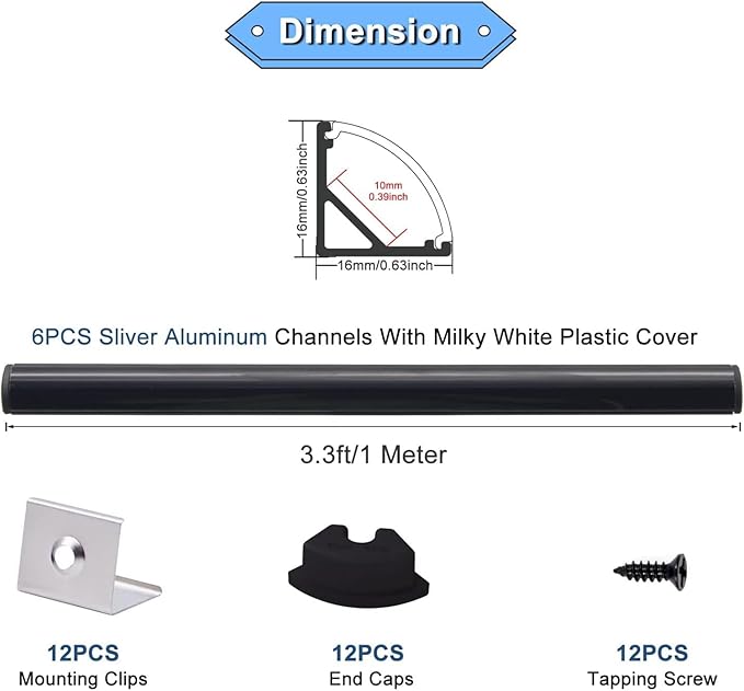 VST 6pack 3.3 ft LED Channel, V Shape Led Diffuser Channel, LED Aluminum - Image 2