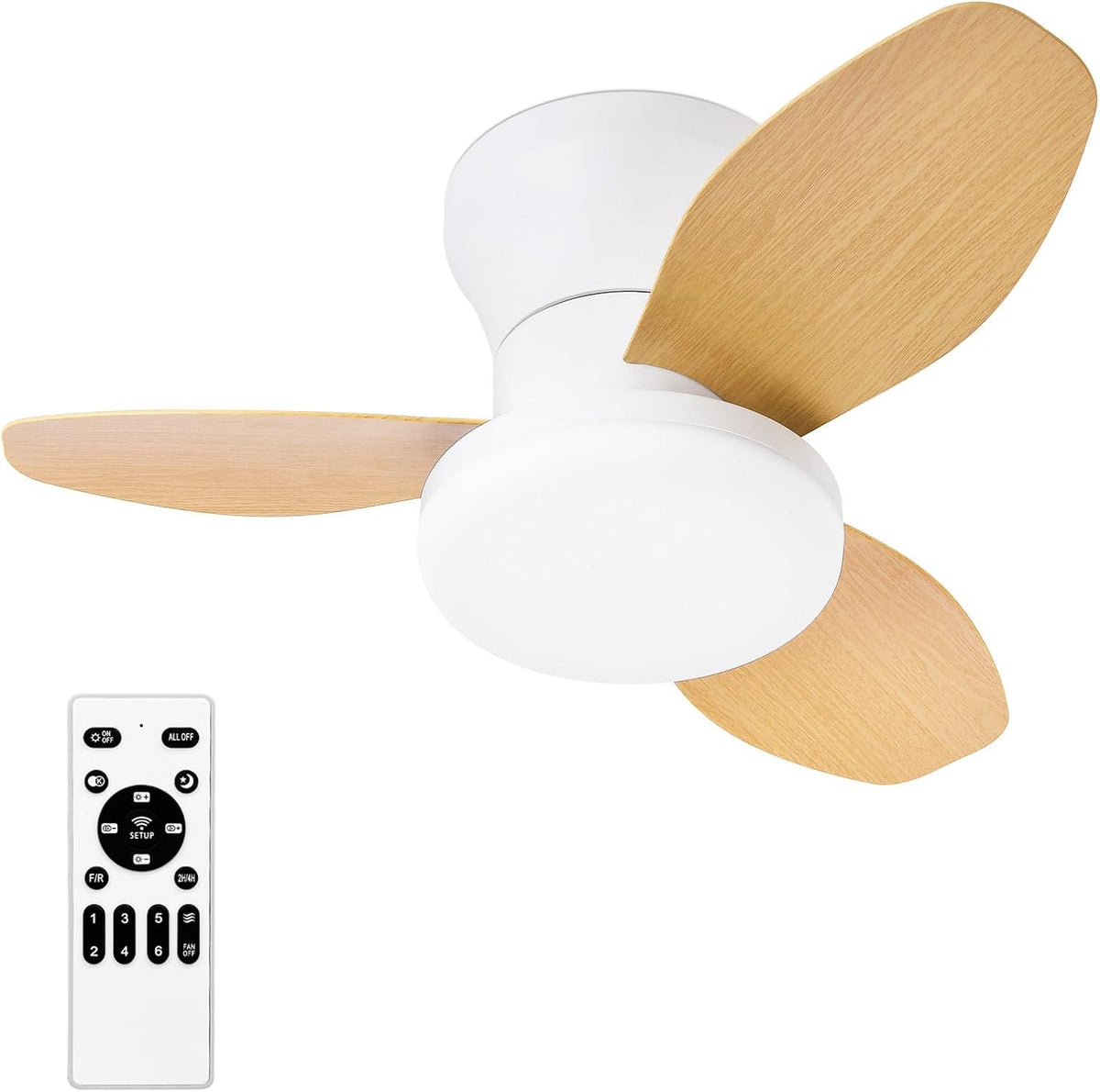 Glowall Small Ceiling Fan with Lights, 25 Inch Flush Mount with Remote Control
