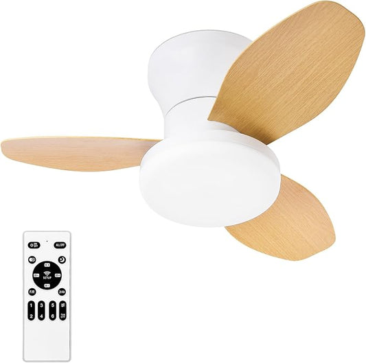 Glowall Small Ceiling Fan with Lights, 25 Inch Flush Mount with Remote Control by Glowall