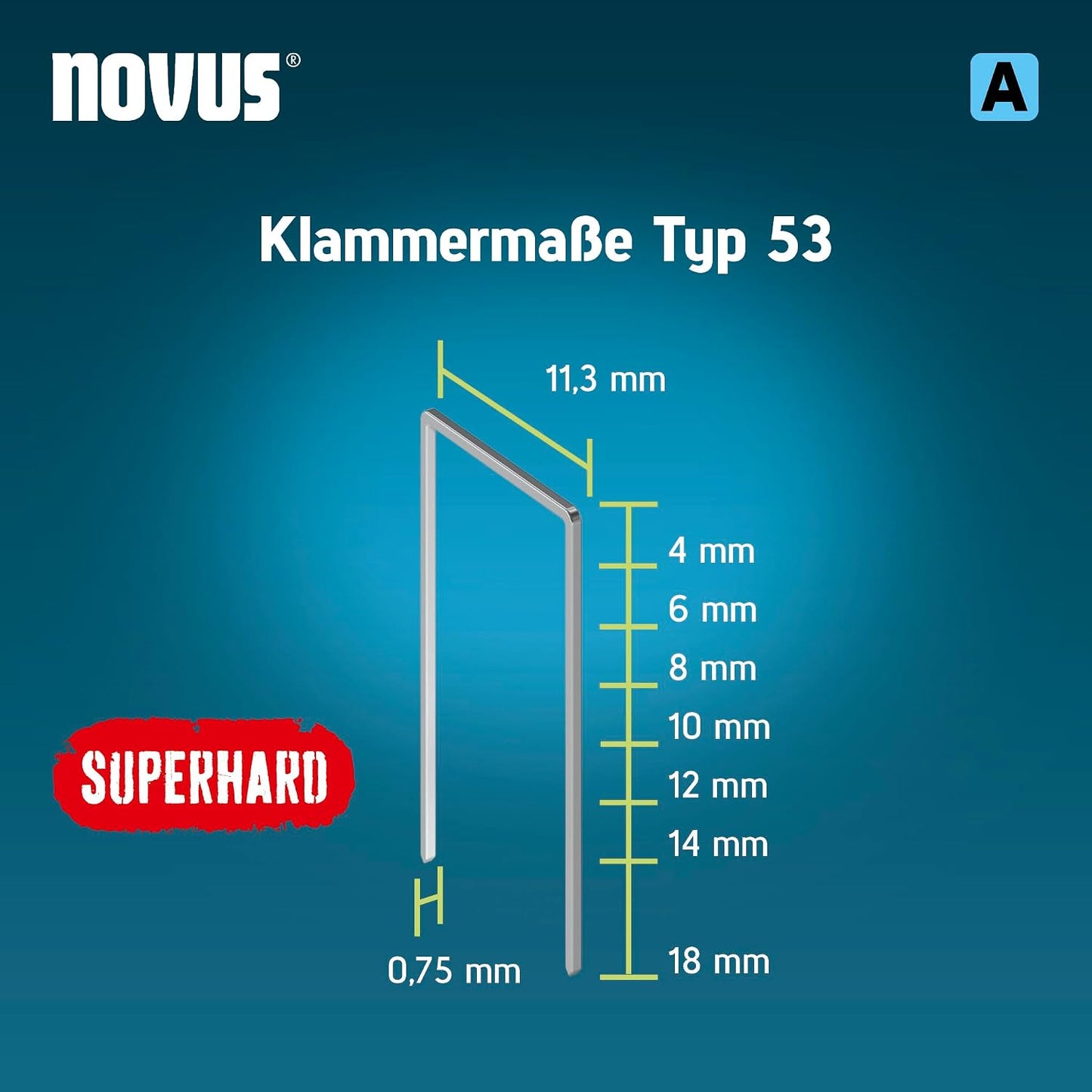 Fine Wire Staples 14 mm "Super Hard" 800 Staples Type 53/14 Staples Sliding Box Staples for Fabrics, Fabrics and Wire Mesh
