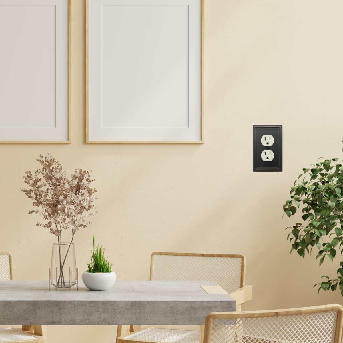 OKAWYC Single Duplex Outlet Light Switch Cover Luca Metal Wall Plate, 4-Pack Aged Bronze 1 Gang, Oil Rubbed Bronze for Receptacle Light Switch, Outlet Cover Decorative, Wallplate, Midsize, Durable