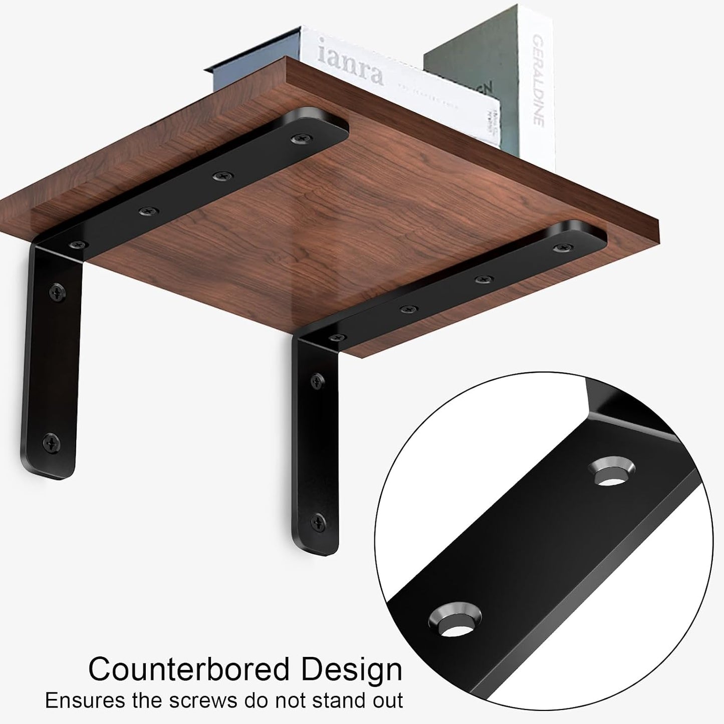 Heavy Duty L Bracket, 5 x 3 Inch Corner Brace, Black, 4 Pack | 3mm Thick Stainless Steel, 35 LB Load Capacity, Precision 90° Angle, Easy Installation, Includes Hardware