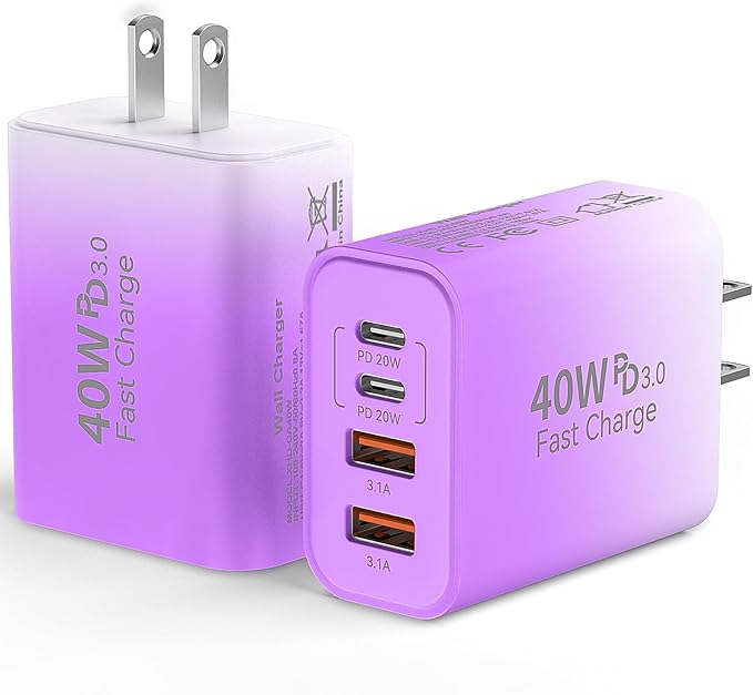 USB C Wall Fast Charger Block, 40W 4-Port Type C Chargers Fast Charging Blocks by Duloch