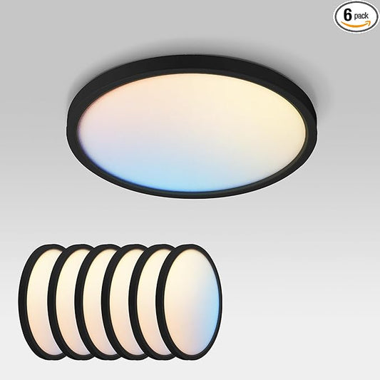 ASD LED 9" Round Flush Mount Ceiling Light Fixture, Low Profile Surface by ASDLightingCorporation