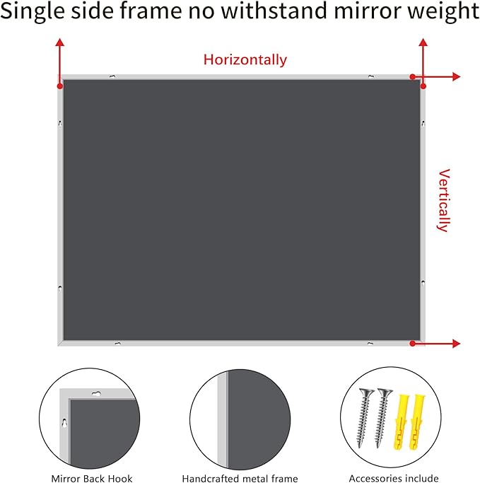 Silver Bathroom Mirror for Wall, 30x36 Inch Rectangle - Image 5