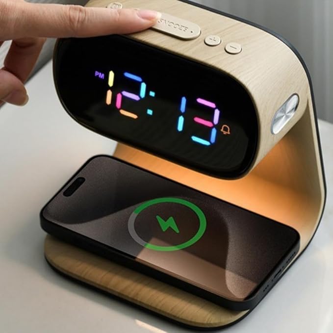 AYI 3in1 Multi-Functional Wireless Charging Alarm Clock Smart Night Light Qi - Image 3