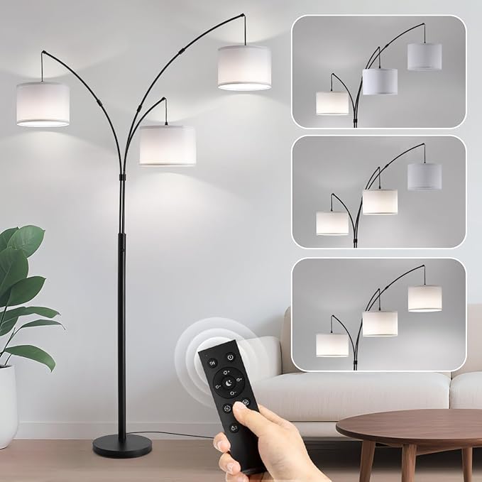 Fansdrick Floor lamp with Remote, 3 Light Arc Floor Lamps by Fansdrick