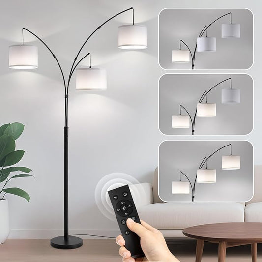 Fansdrick Floor lamp with Remote, 3 Light Arc Floor Lamps by Fansdrick