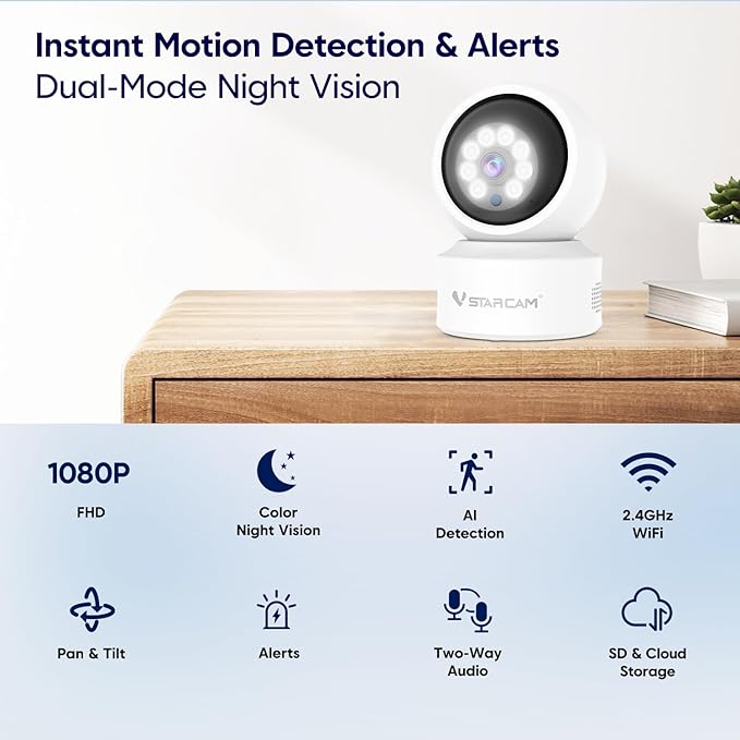 VSTARCAM WiFi Camera Indoor Wireless, 1080P - Image 2