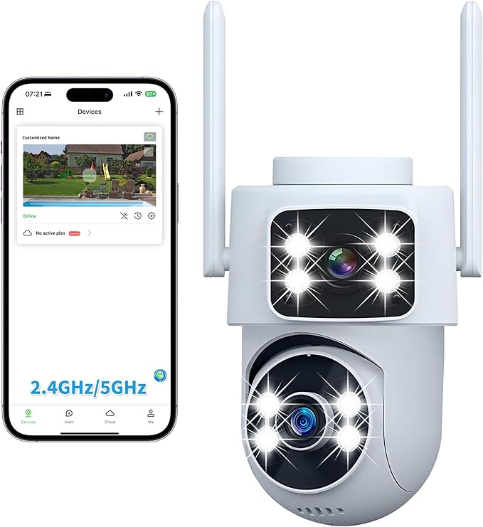 DZCCTVIPC Dual-Lens 2K Smart Indoor/Outdoor Security Camera, 5GHz Wi-Fi by DZCCTVIPC