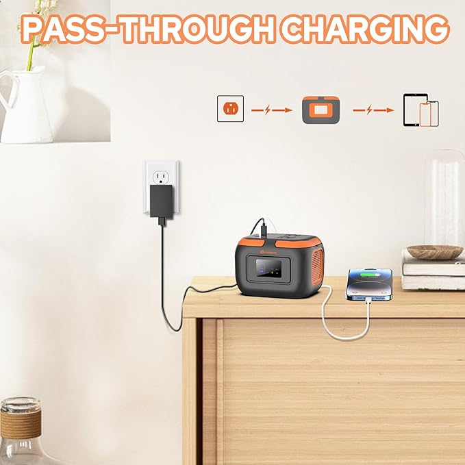 Portable Power Station with Foldable Solar Panel Charger 30W, 120W Camping - Image 5