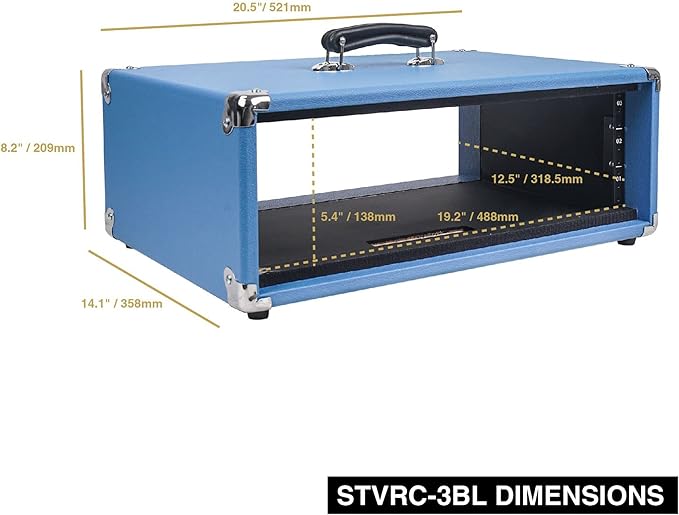 Sound Town Vintage 3U Amp Rack Case, 12.5" Depth - Image 7
