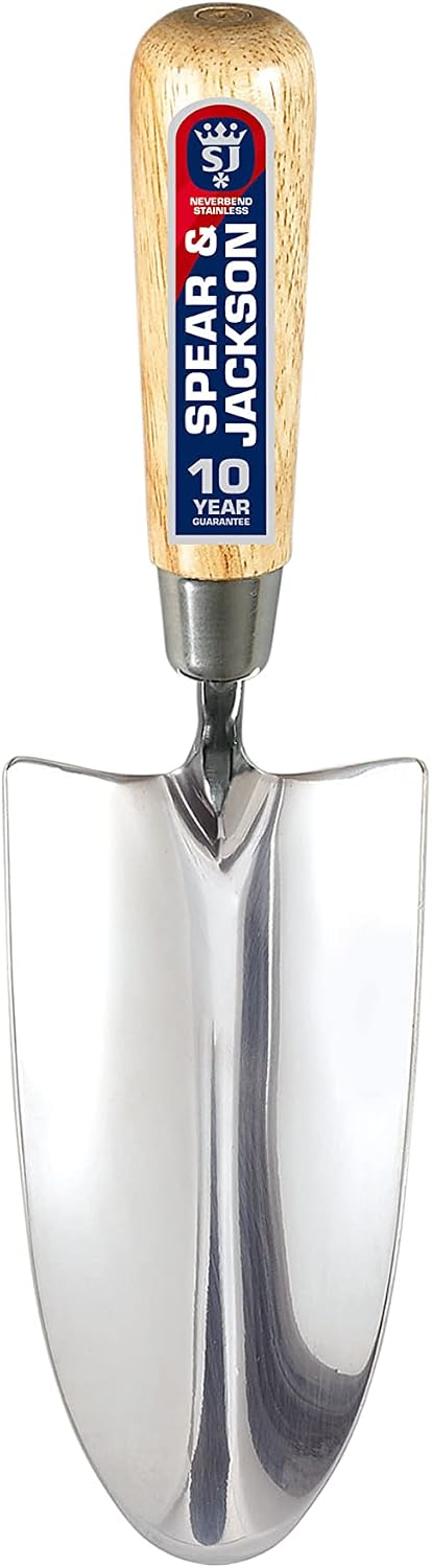 Spear & Jackson 3010TR Neverbend Stainless Steel Hand Trowel – Gardening Hand Tool for Planting, Potting & Cultivating – Mirror Polished Rust-Resistant Blade with Hardwood Handle