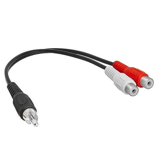 Cmple - One RCA Mono Male to Two RCA Stereo Female Y-Cable, Plug to 2 x Jack by Cmple