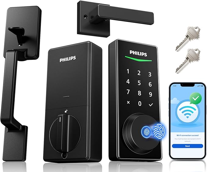 Philips WiFi Smart Lock with Front Door Handle Set, Built-in WiFi, APP Remote & by Philips