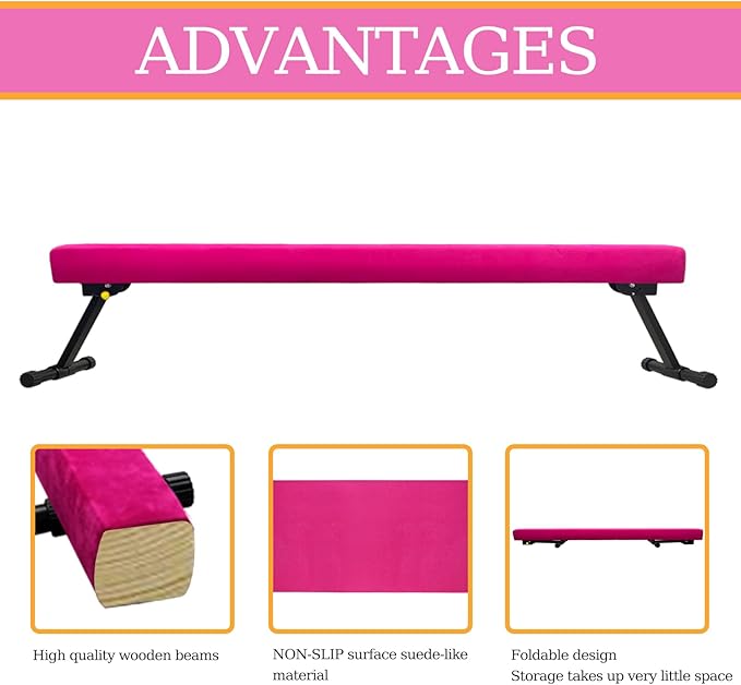 Adjustable&Foldable Gymnastics Balance Beam, 6FT/8ft High-Low Level Floor - Image 2