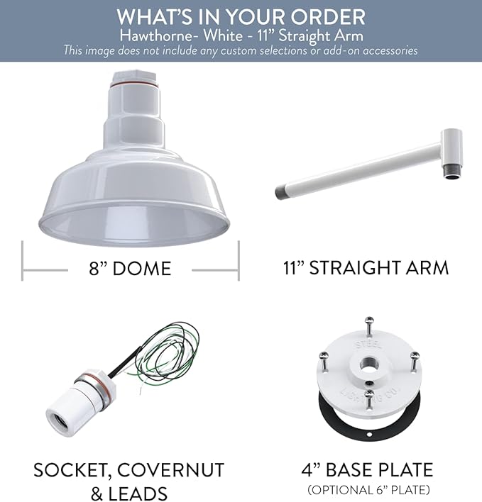 Steel Lighting Co. Hawthorne Barn Light | Outdoor Wall Mounted | 8 inch Dome | - Image 6