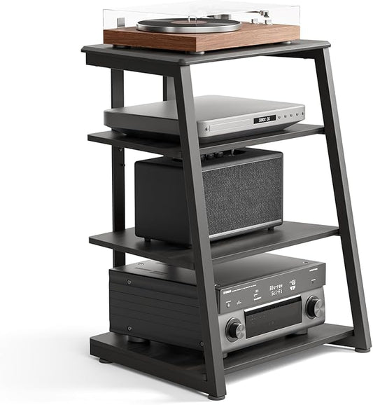 FITUEYES Design 4-Tier AV Media Stand Corner Shelf Stand Wooden Corner Shelves by FITUEYES