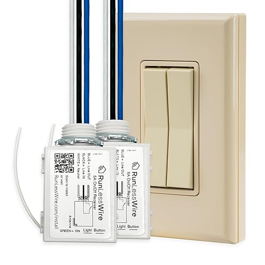 RunLessWire Fan & Light Battery-Free DIY Wireless Light Switch Kit 150ftRF by RunLessWire