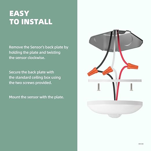 ECOELER PIR Ceiling Sensor Switch, Hard-Wired Occupancy Motion Sensor - Image 6