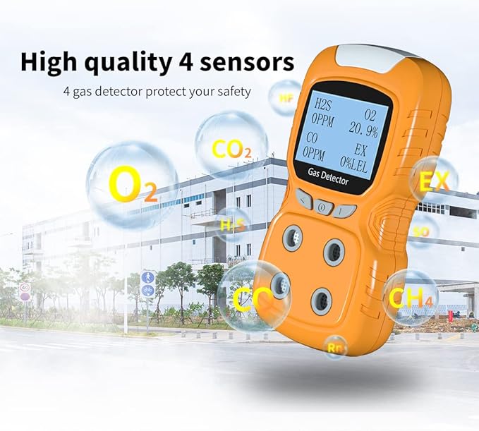 XLA Alert Portable Gas Detector, Gas Clip 4 Gas Monitor Meter Tester Analyzer - Image 6