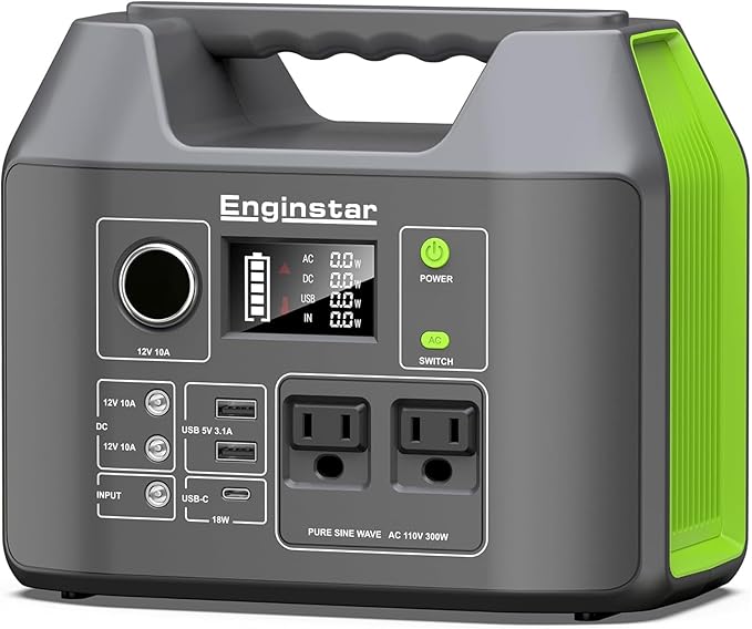 Solar Generator, 296Wh Portable Power Station, 110V Pure Sine Wave, 80000mAh by ENGINSTAR