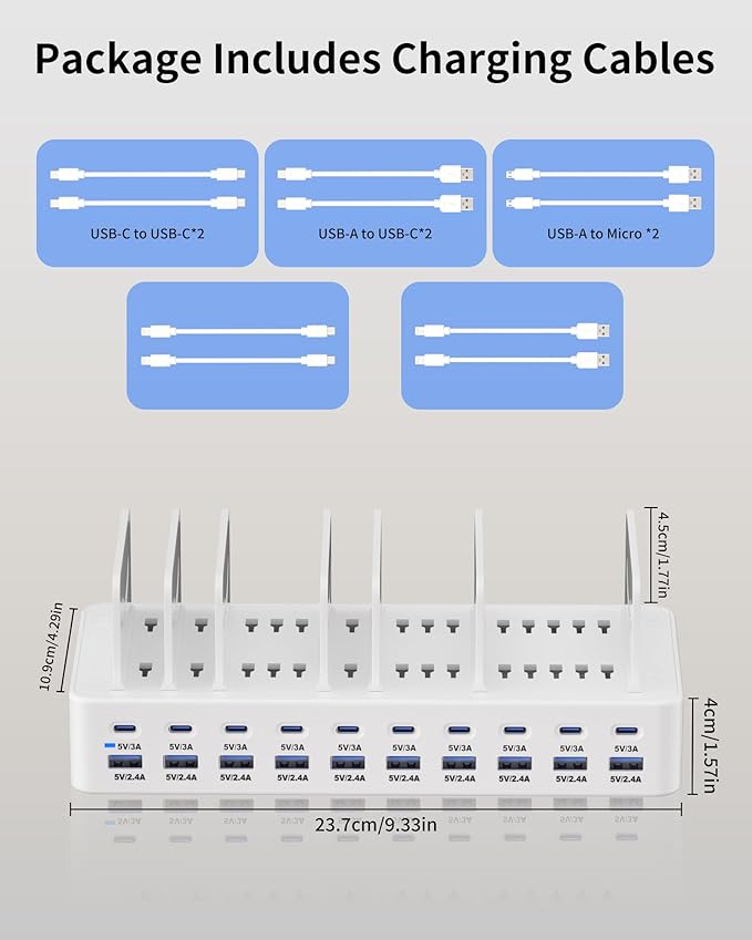 270W Charging Station for Multiple Devices, 20-Port USB Fast Charging Station - Image 8
