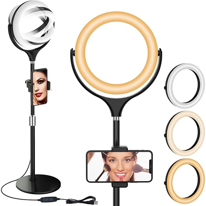 8 inch Desk Ring Light with Stand, Adjustable Computer Circle Light by Yarrashop