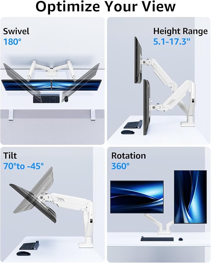 Dual Monitor Stand fits up to 32 inch, 4.4-22 lbs Computer Screens, Dual - Image 6