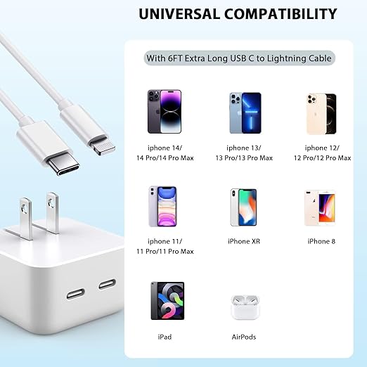 iPhone Charger Fast Charging, 40W Dual USB C Wall Charger Apple MFi Certified - Image 7