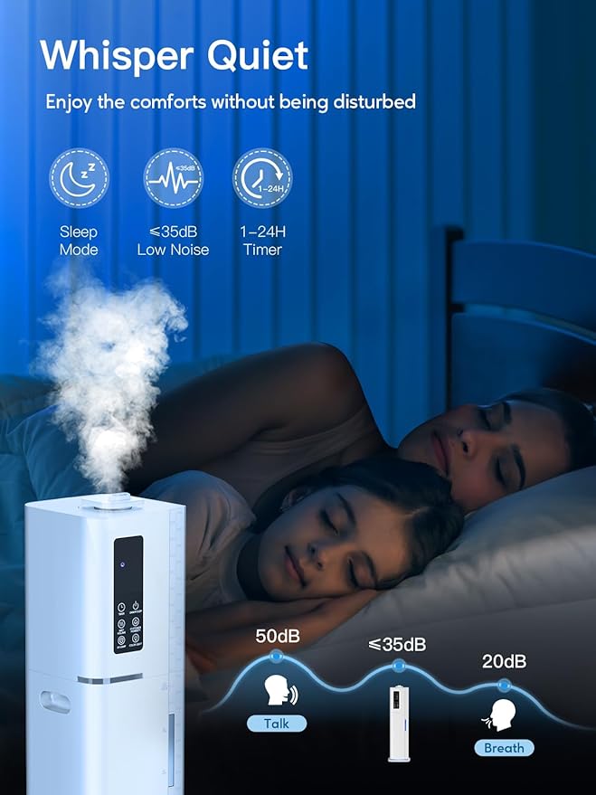 Zeova 10L/2.64Gal Humidifiers for Bedroom, Top Fill Quiet Ultrasonic Cool Mist - Image 5