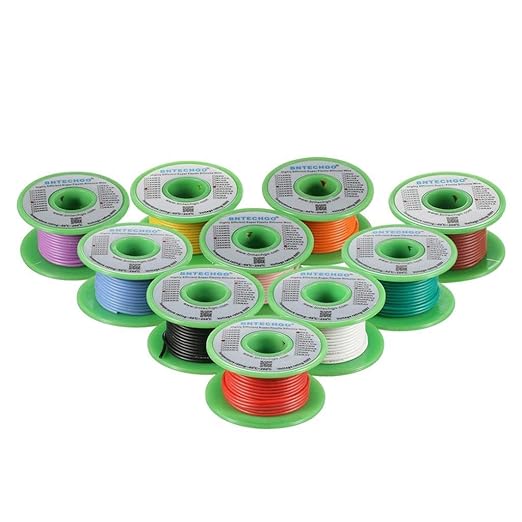BNTECHGO 22 Gauge Silicone Wire Kit 10 Color Each 30 ft Flexible 22 AWG by BNTECHGO