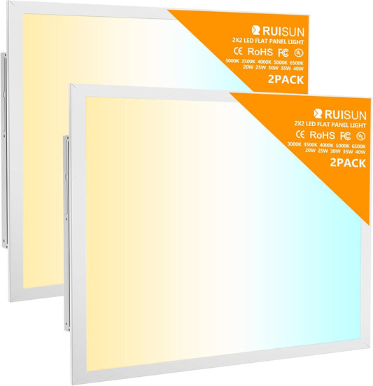 2 Pack 2x2 LED Flat Panel Light Drop Ceiling Office Fixture, Surface Mount Drop