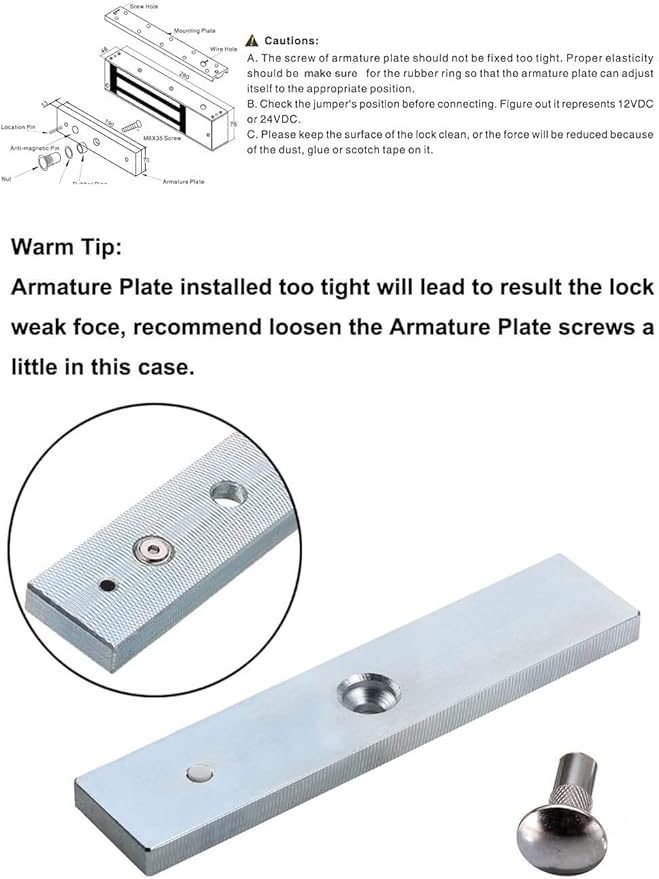 Electromagnetic Lock 1200LBS 500KG Holding Force Electric Magnetic Door Lock - Image 6