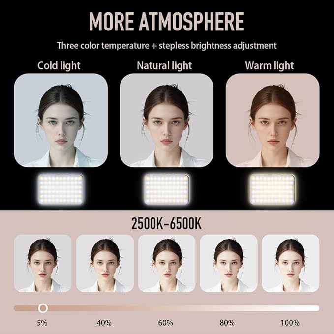Selfie Light with Built in Power Bank, 96+ CRI Studio Lighting - 2000mAh - Image 2
