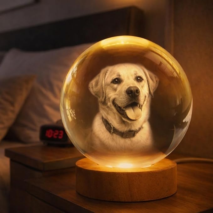 Herihues Personalized 3D Photo Crystal Ball, Custom Engraved Picture Lamp - Image 5