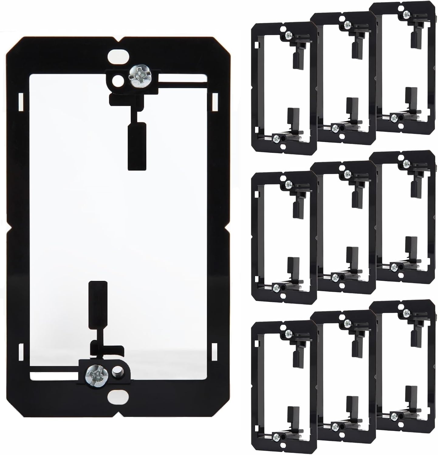 10 Pack Low Voltage Mounting Bracket, 1 Gang Drywall Mounting Box Brackets, In-Wall Cable Pass Through for Brush Wall Plate, Keystone Plates, HDMI Speaker Network Coaxial Cables, Telephone Wires
