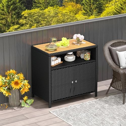 rattan storage cabinet, outdoor & indoor sideboards with on a desk or shelf