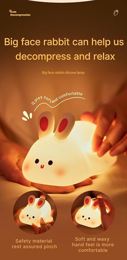 ATSUI Rabbit Night Light, LED Squishy Novelty Animal Night Lamp, Food Grade - Image 2