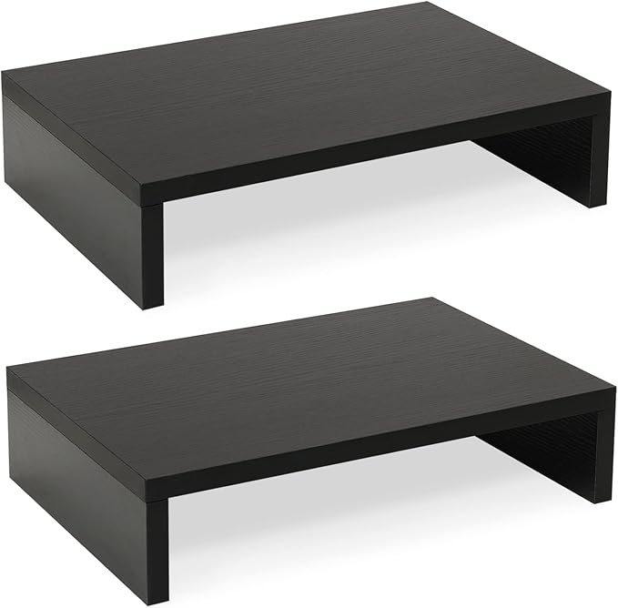 TEAMIX Wood Monitor Stand Riser-2 Pack, 2 Tier Adjustable Monitor Stand Dual by TEAMIX