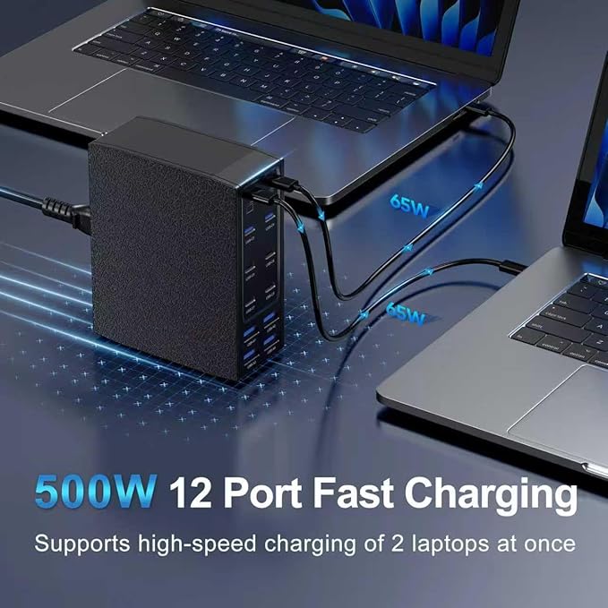 500W USB C Charger Block, 12-Port USB C Charging Station - Image 3