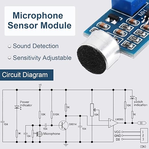 DAOKAI 5PCS Microphone Sensor Module High Sensitivity Sound Detection Sound - Image 4