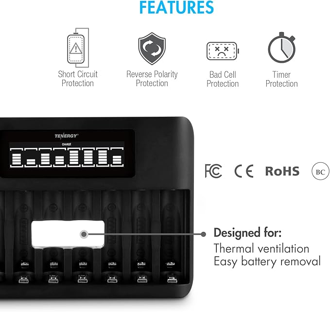 Tenergy TN480U 8-Bay LCD Display Fast Charger - Image 6