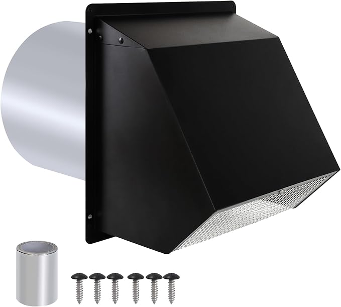 10 Inch Hooded Wall Vent with Screen and Damper, Outdoor Wall Exhaust Vent by JYINCPED