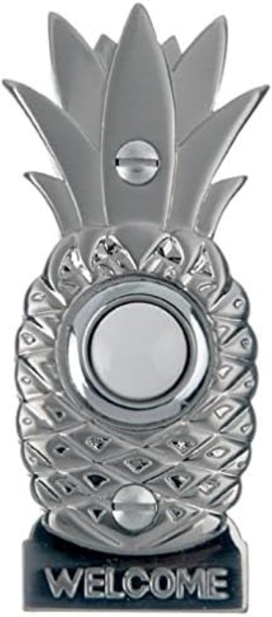 Brass Doorbell Button, Lighted Pineapple, Brushed Nickel | Wired Doorbell, Recessed Mount, Push Button Replacement for Existing Chime Systems