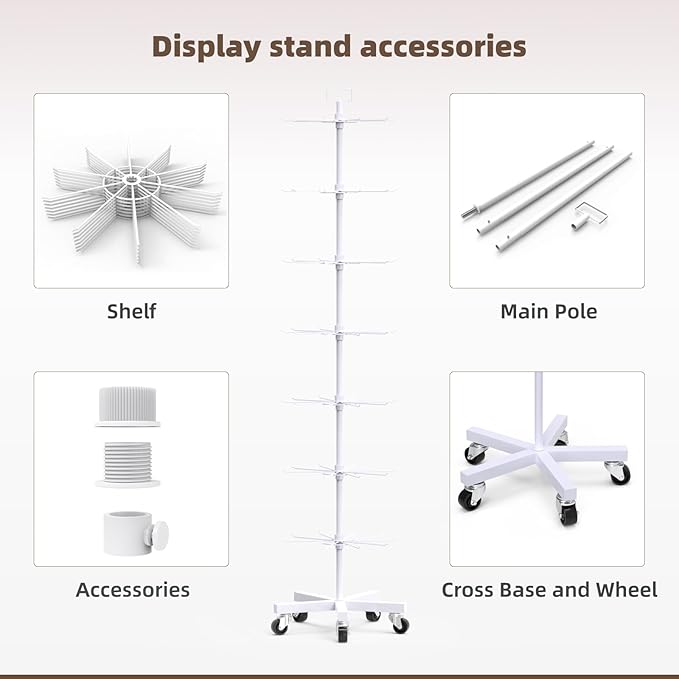 YEOOE Upgraded Retail Display Stand 7 Tier Spinning Display Stand, Movable Shop - Image 4