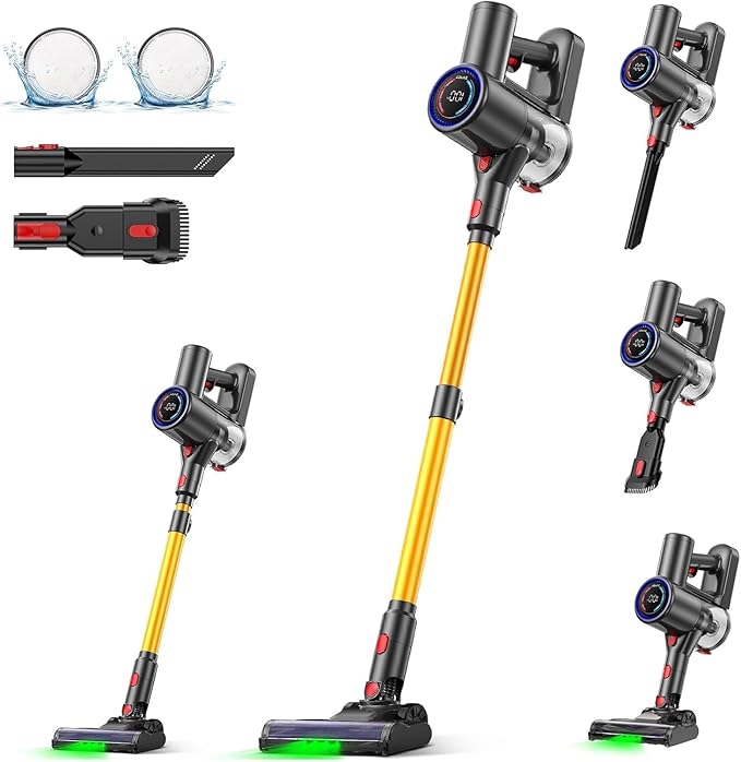 Zynet S8 Cordless Vacuum Cleaner, 500W/45KPA/40Mins Lightweight Stick Vacuum by Zynet
