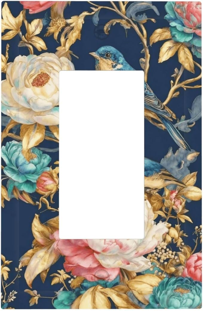 Bvtewkhz Floral Birds Morris 1 Gang Single Rocker Decorative Outlet Covers by Unknown