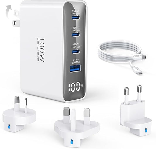 Topadre 100W USB C Travel Charger, 4-Ports Foldable Travel Adapter Plug by TOPADREChargingEquipment